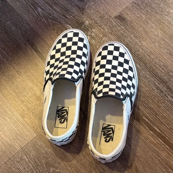 Vans Classic Checkered Slip-On Sneakers - Black and Cream - Picture 5 of 6